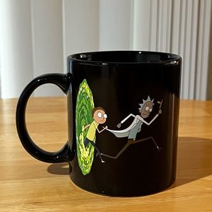 Rick & Morty Classic Black Coffee Mug Modern Adult Swim Souvenir Piece Preowned